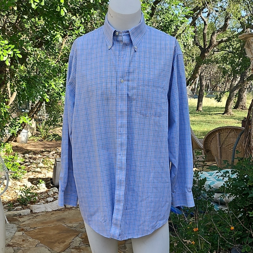 Brooks Brothers Classic Original Polo Shirt Plaid Dress 17 1/2-34 Supima Cotton